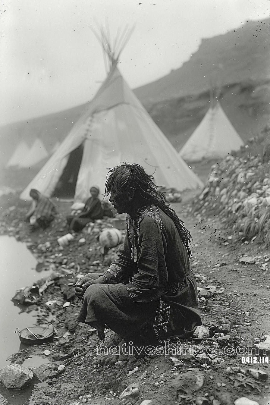 On The Lakeshore Native American Canvas