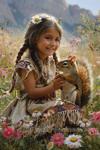 Innocence in the Meadow Native American Canvas