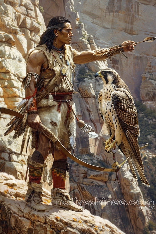 The Falcon's Hunter Native American Canvas