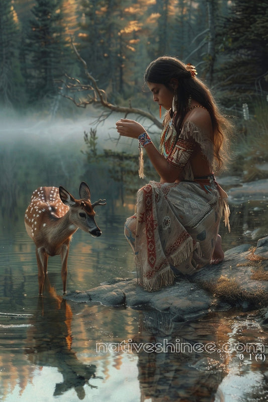 Whispering Waters Fawn Native American Canvas