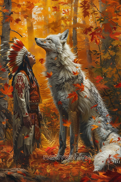 Autumn Bond: Keeper of the Wild Native American Canvas