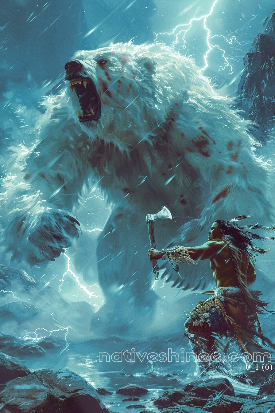 Thunderclash with the Ice Bear Native American Canvas