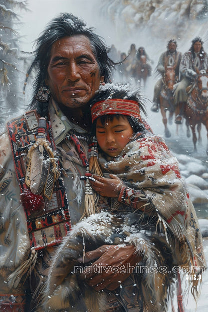 Generations in the Snow Native American Canvas