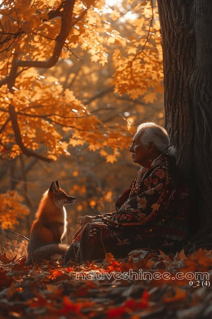 The Elder and the Fox Native American Canvas