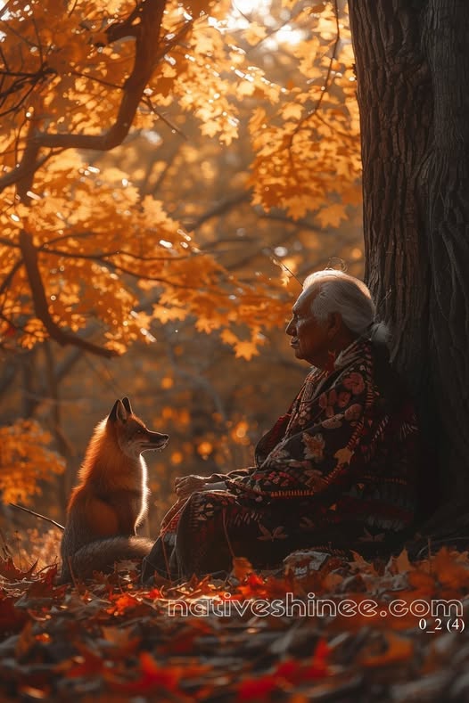 The Elder and the Fox Native American Canvas