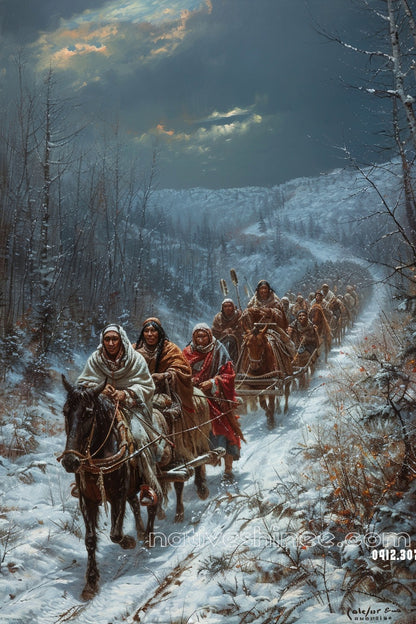 The Winter Trail - Native American Canvas