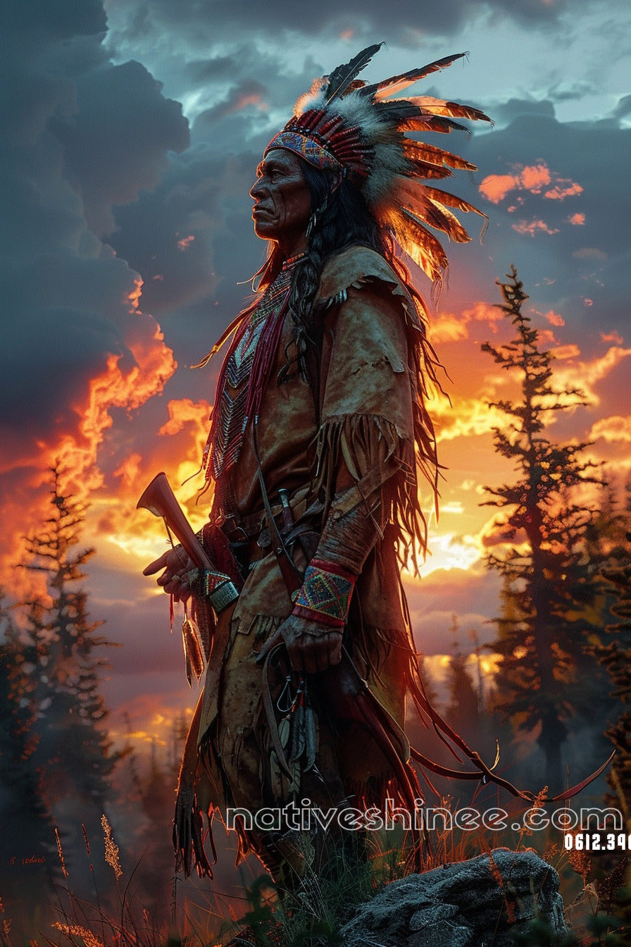 Guardian of the Sunset Native American Canvas