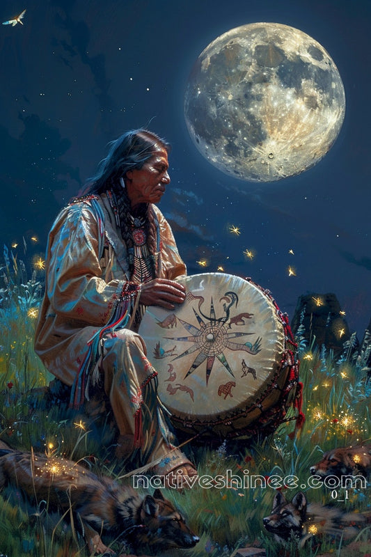 The Drummer's Moon – Native American Canvas