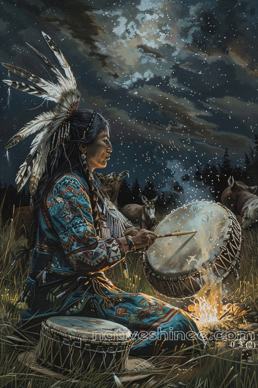The Drummer’s Ritual – Native American Canvas