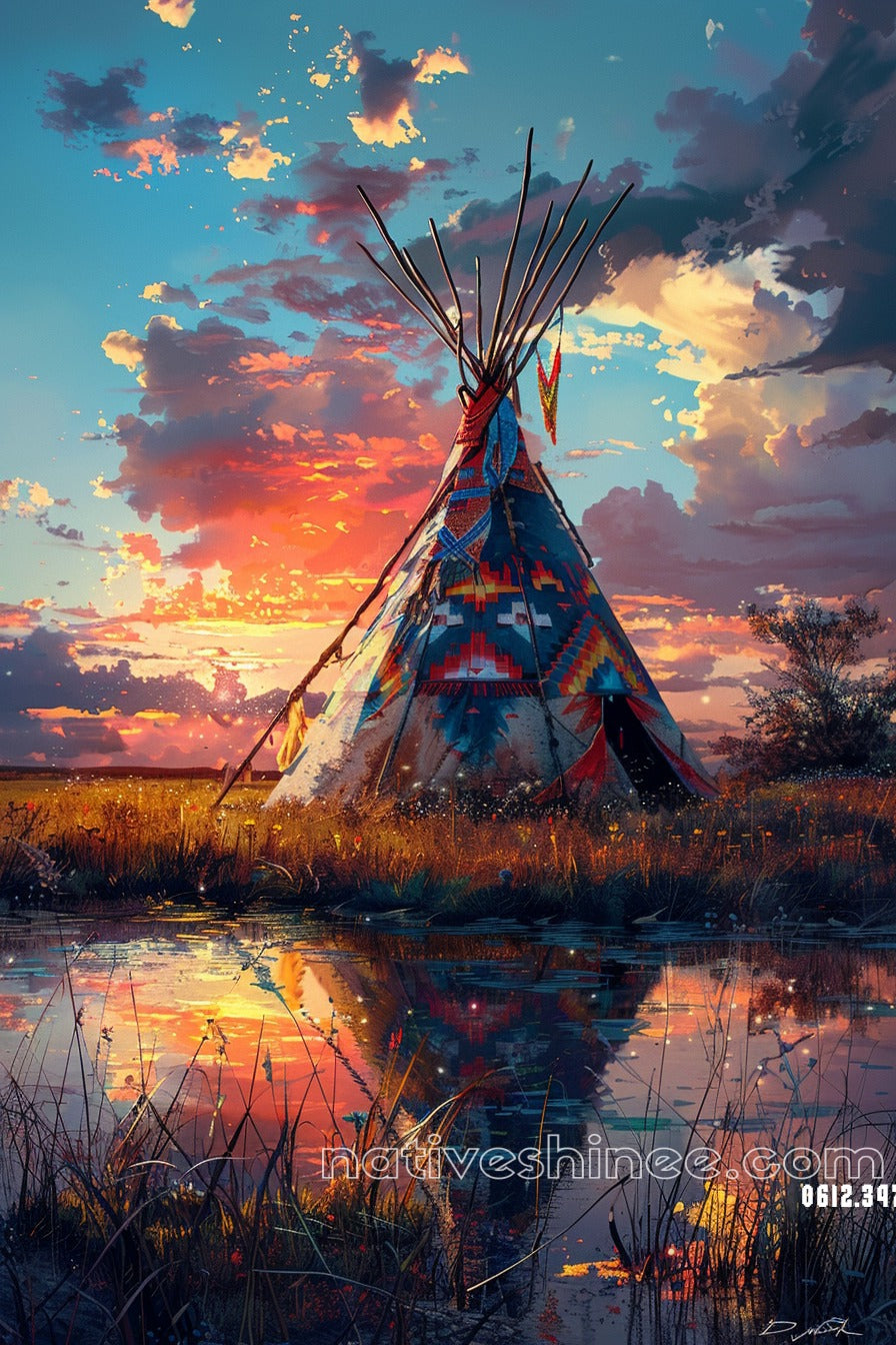 Sunset Serenity Native American Canvas