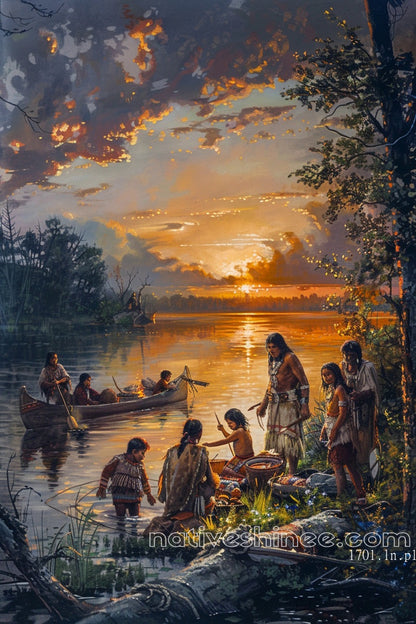 When The Sun Goes Down Native American Canvas