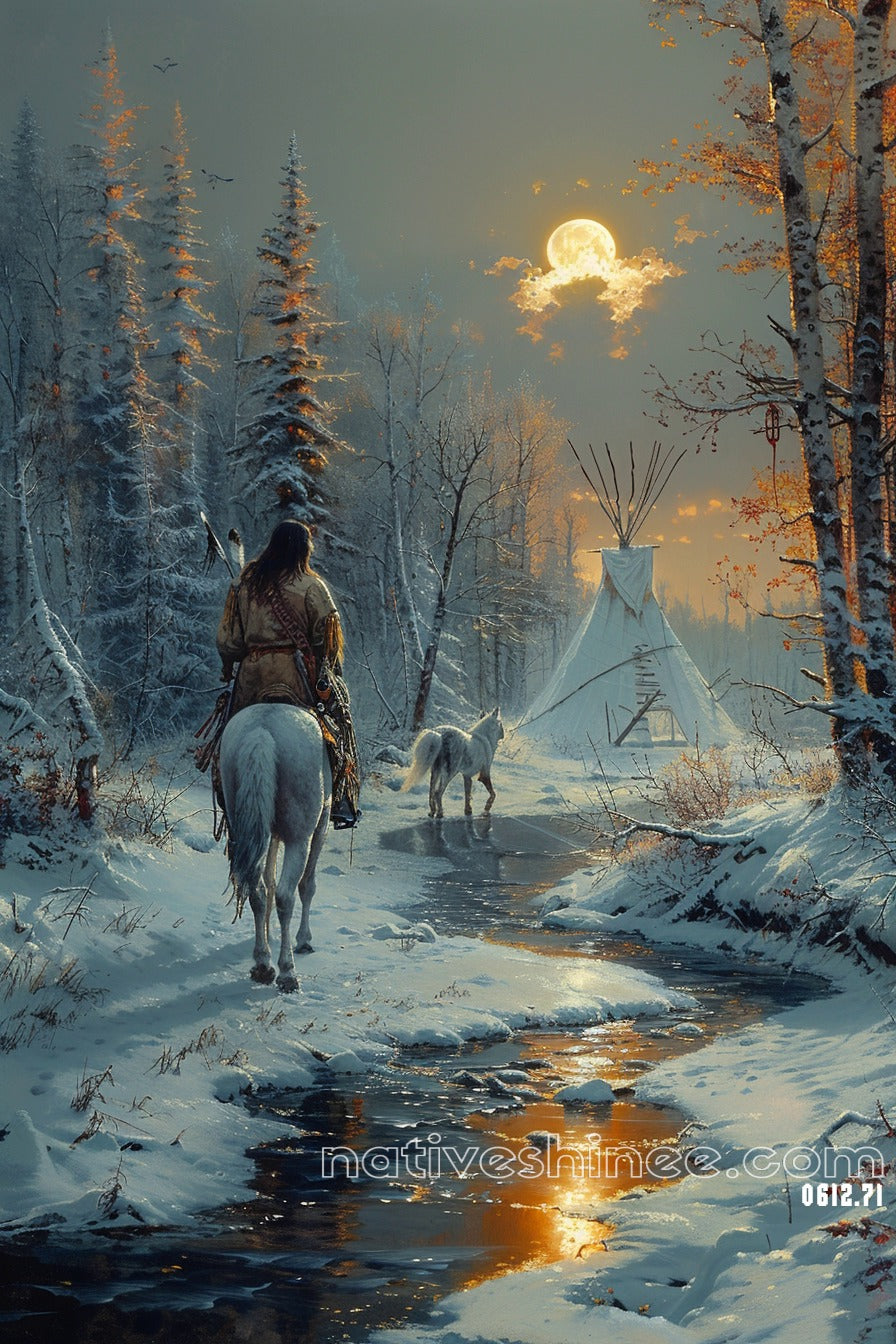 Moonlit Return - Native American Canvas