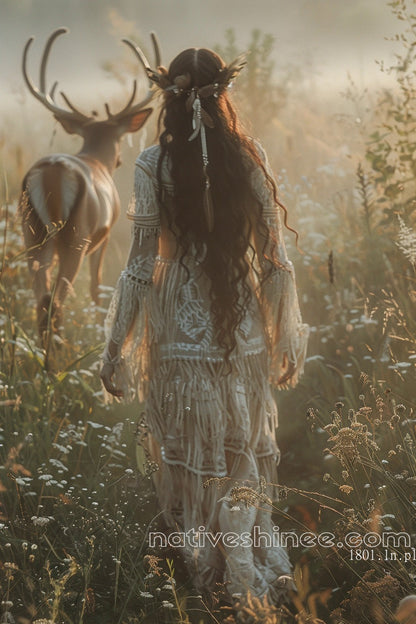 Misty Walk of Harmony Native American Canvas