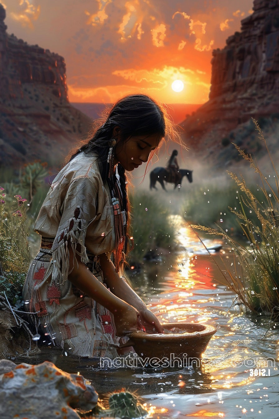 Sunlit Reflections Native American Canvas