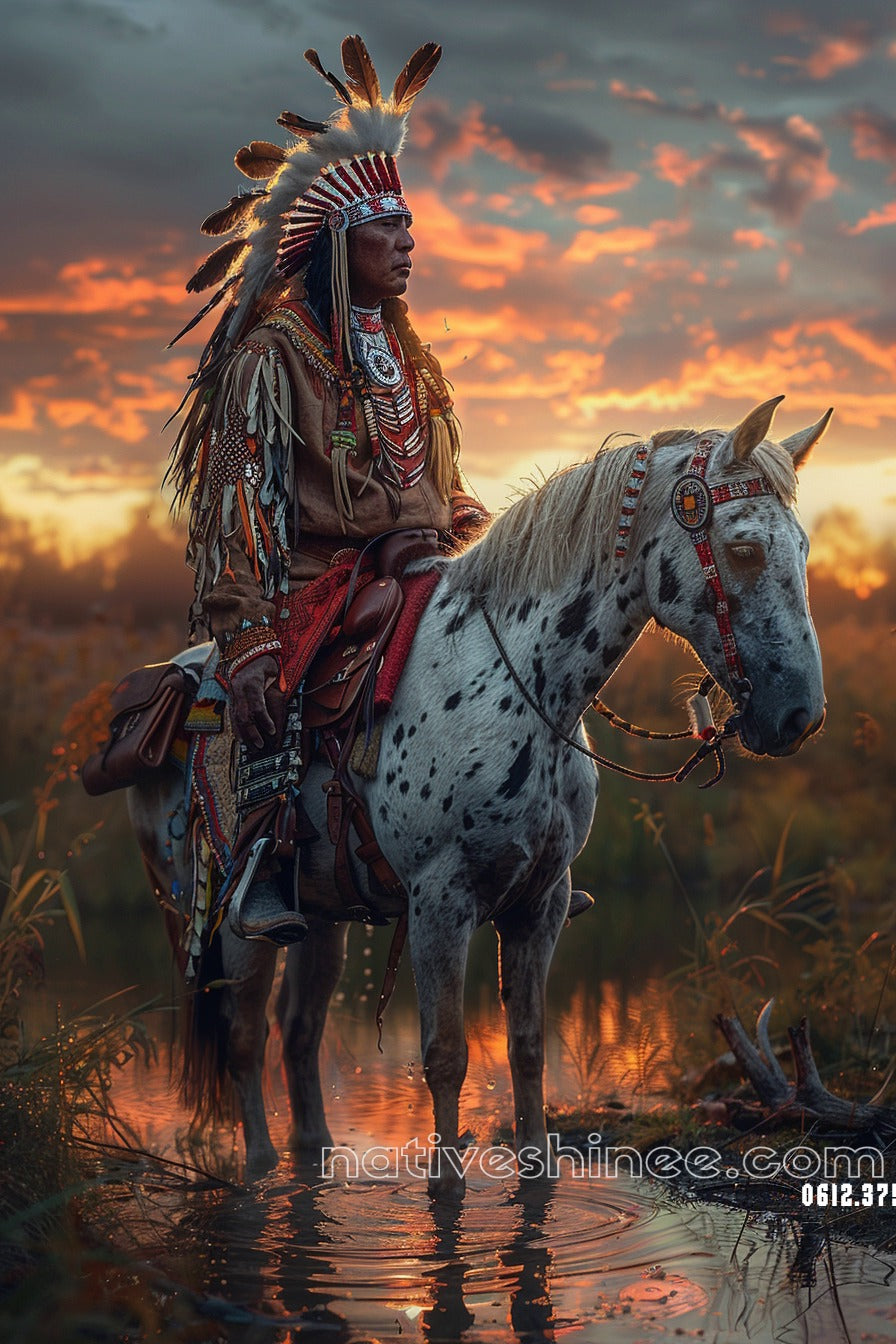 Warrior of the Dusk Native American Canvas