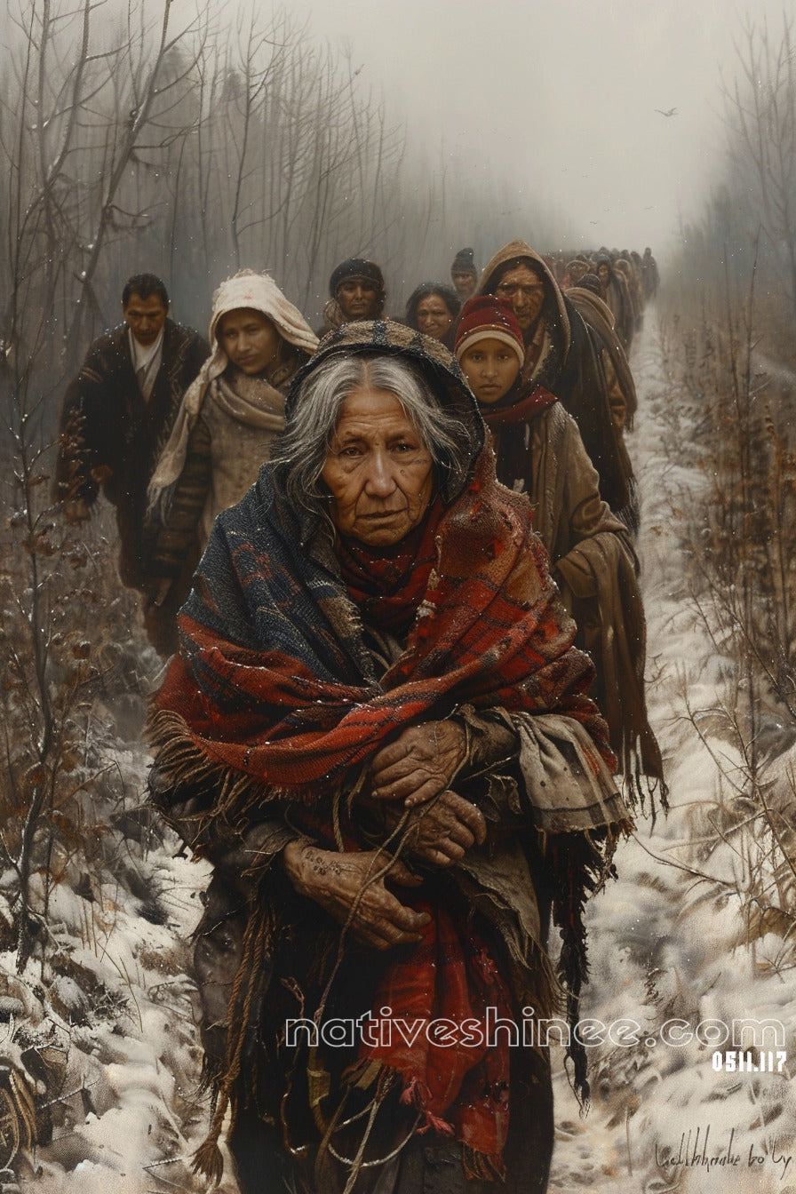 The Long Winter Trail Native American Canvas