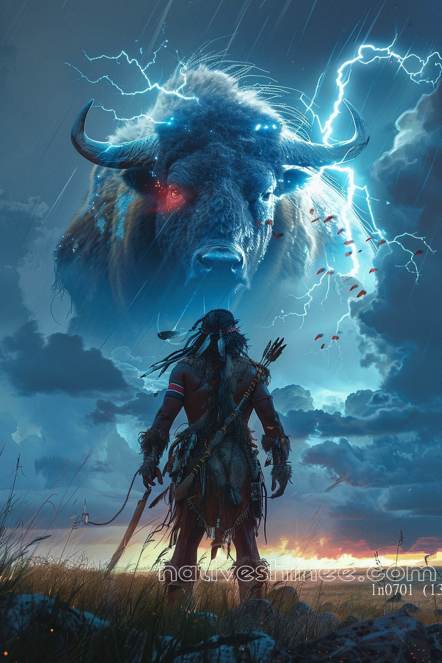 The Thunderous Bison Native American Canvas