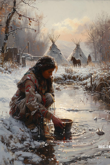 Gathering by the Stream Native American Canvas