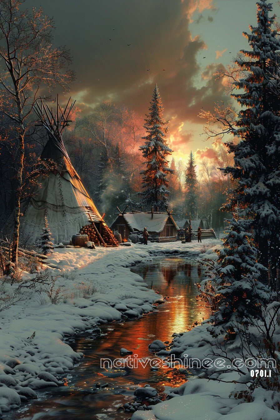 The Quiet Village Native American Canvas