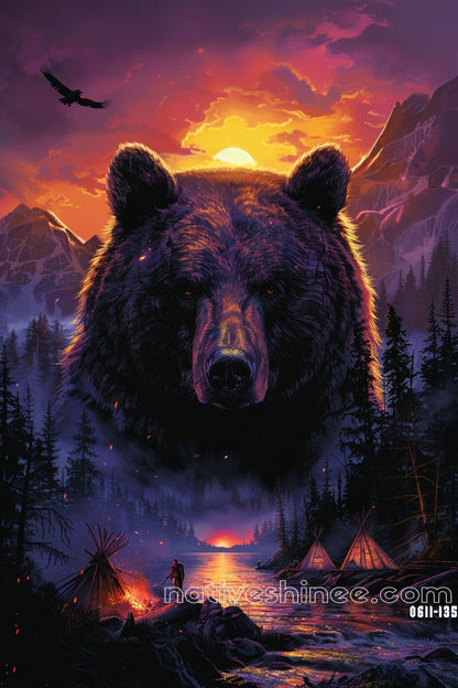 Bear of the Sunset Native American Canvas