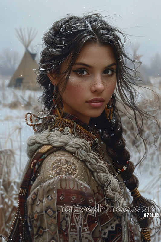 Snowy Serenity Native American Canvas