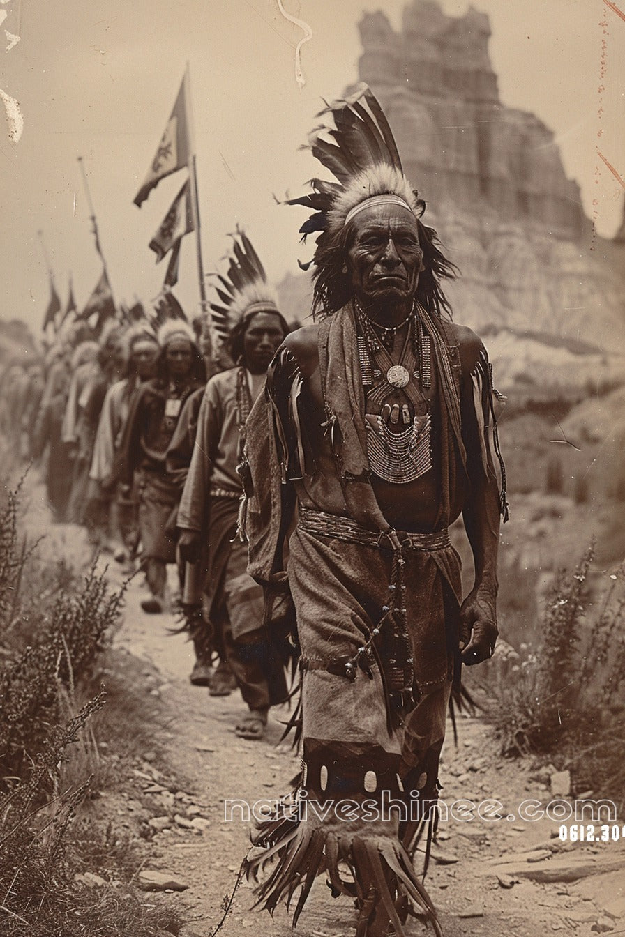 March of the Brave Native American Canvas