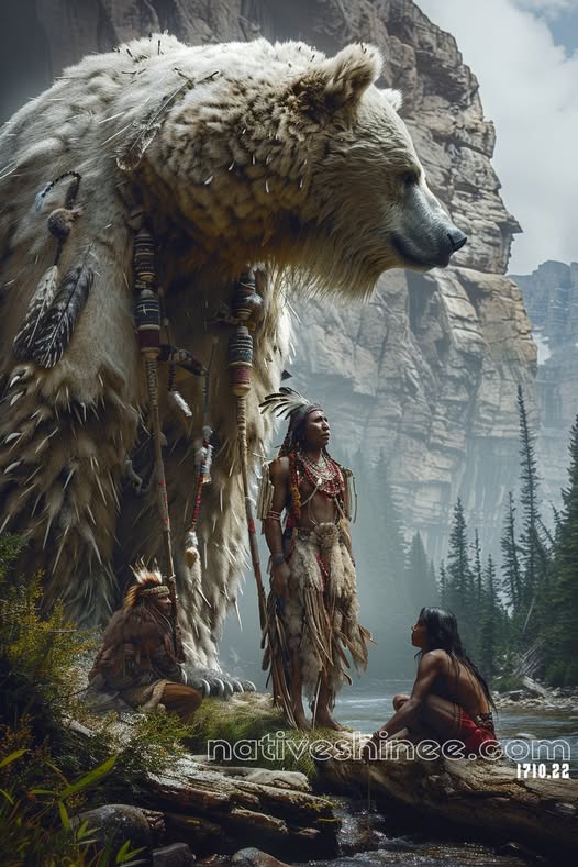 Native American Connection with Bear Spirit Native American Canvas