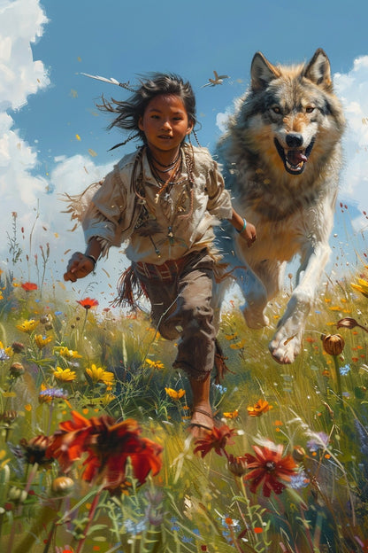 Freedom Run Native American Canvas