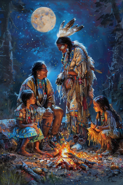 Family Circle Native American Canvas