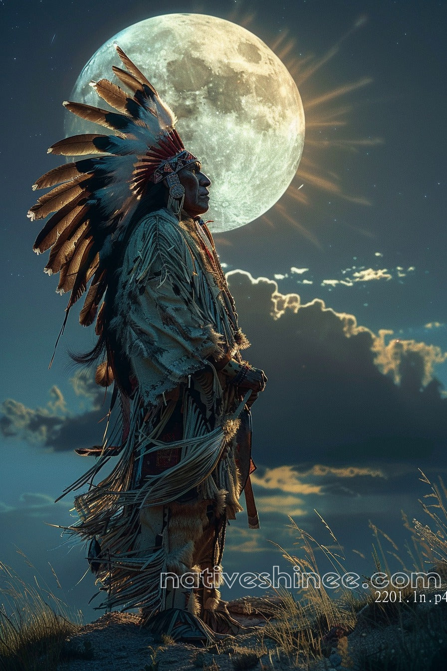 Moonlit Chief Native American Canvas