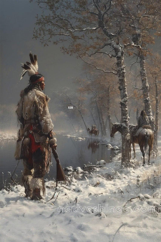 Winter Watcher Native American Canvas
