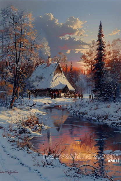 Winter's Glow Native American Canvas