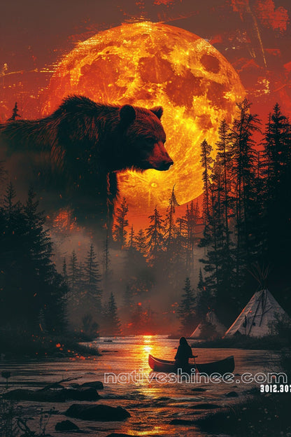 Moonlit Bear Native American Canvas