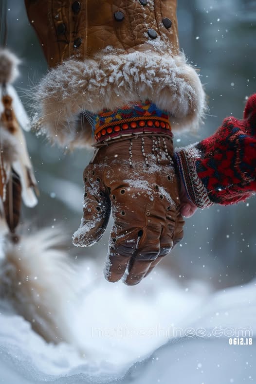 Hands in the Snow Native American Canvas