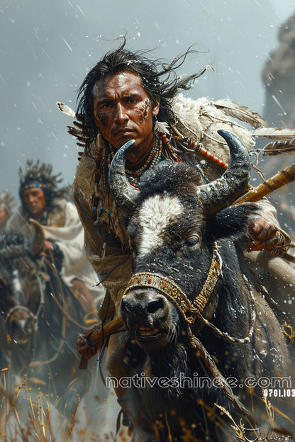 Charge of the Plains Native American Canvas