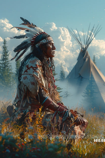 Looking Far Away Native American Canvas