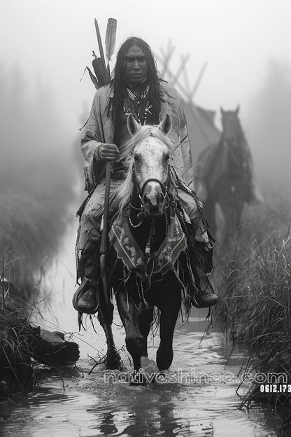 Into the Fog: The Path of Strength Native American Canvas