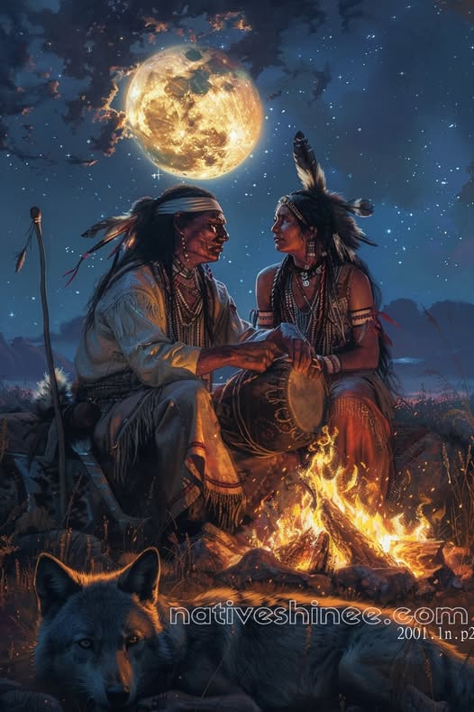 Moonlit Harmony Native American Canvas