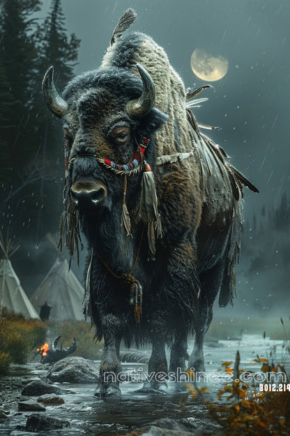 Moonlit Guardian Native American Canvas