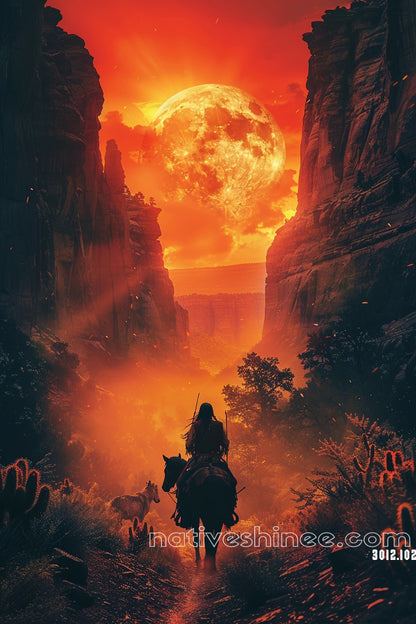 Journey Under the Fire Moon Native American Canvas