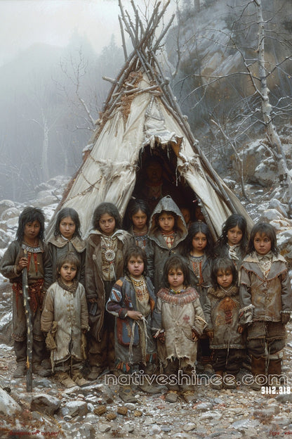 Children of the Frozen Landscape Native American Canvas