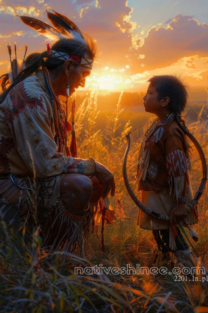 Sunset Serenity: Native American Canvas