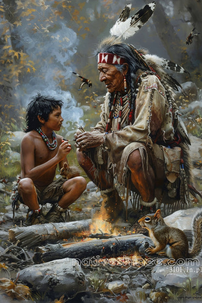 The Flame of Tradition Native American Canvas