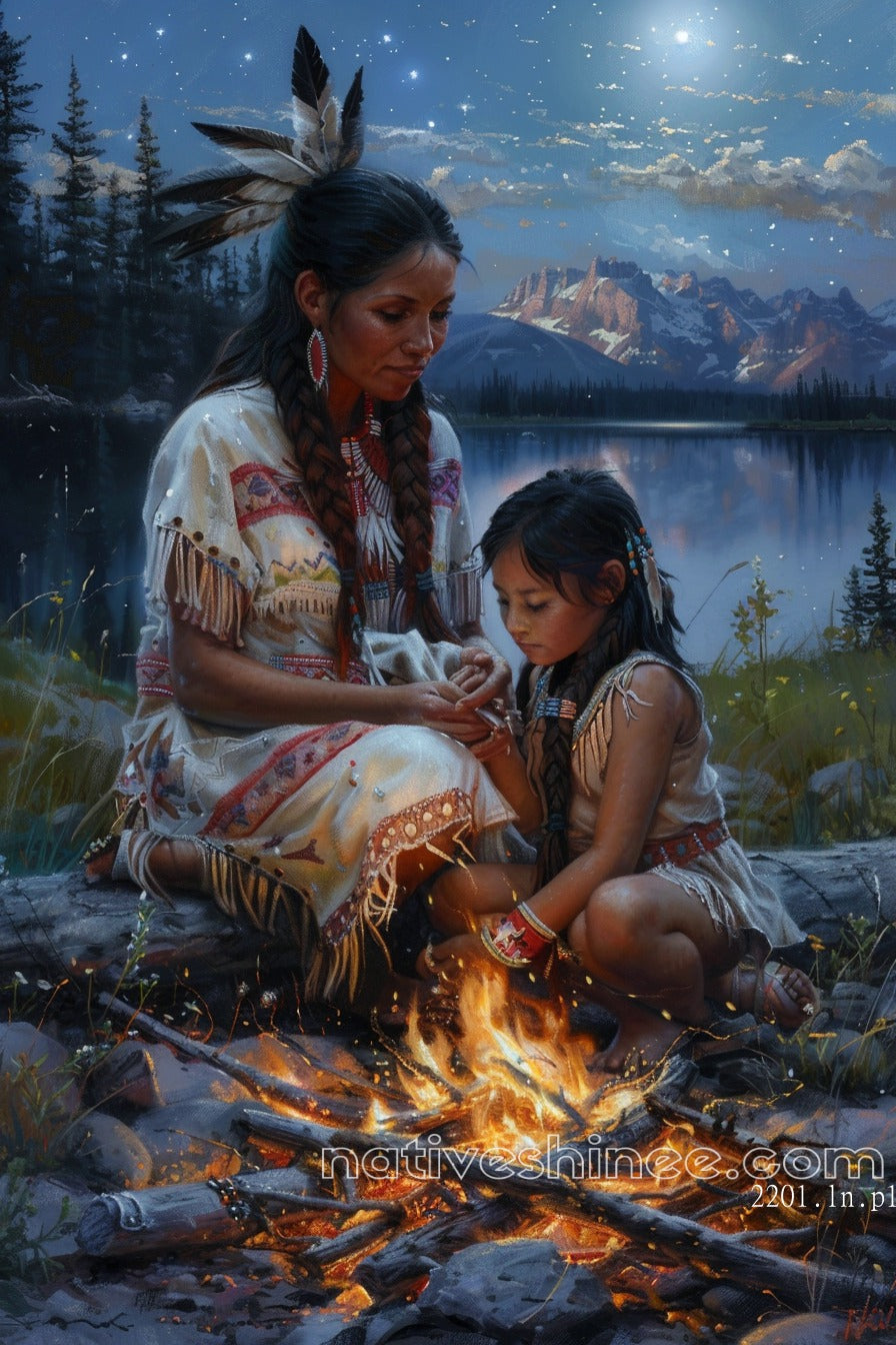 Whispers by the Fire Native American Canvas