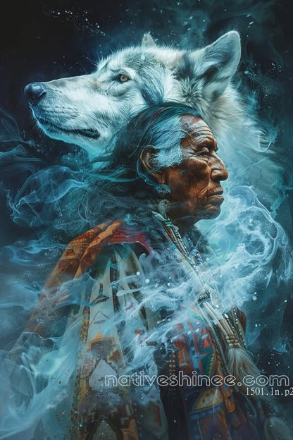 Spirit of the Wolf Native American Canvas