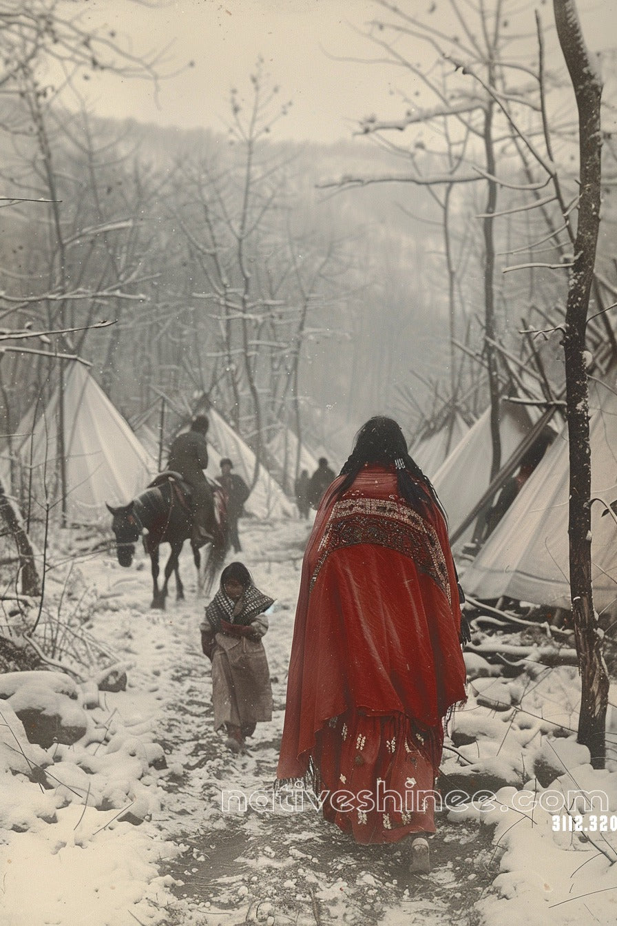 Journey Through the Winter Path Native American Canvas