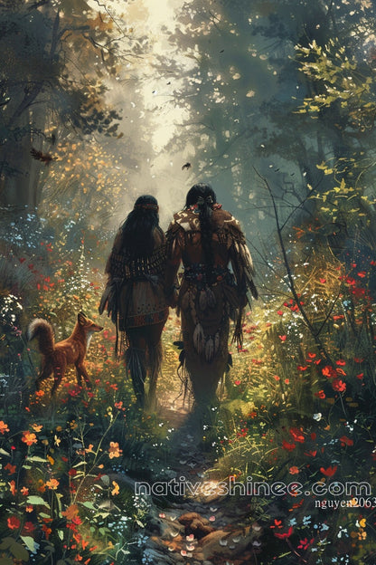 Walking Together Native American Canvas