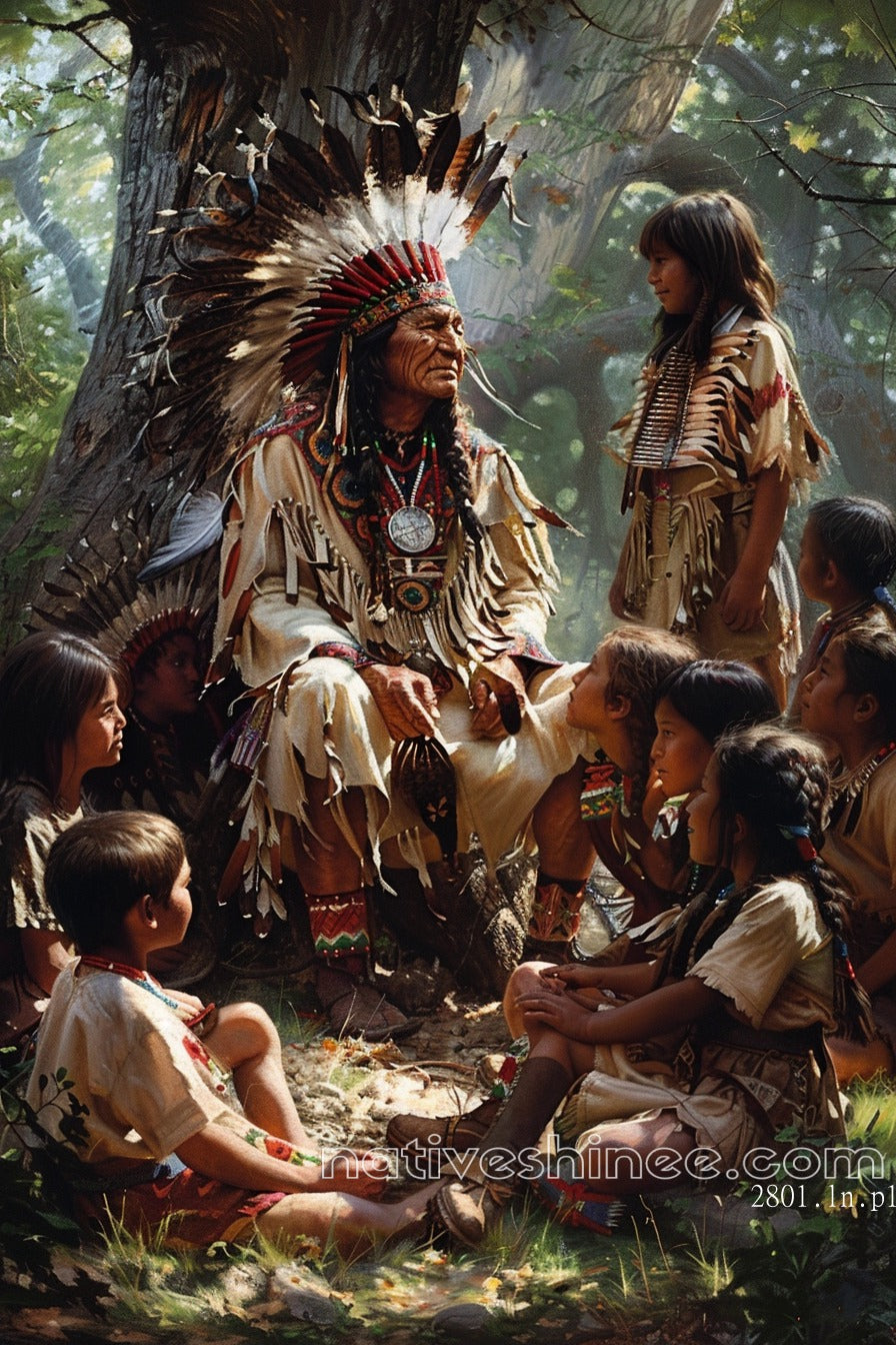 The Storyteller's Wisdom Native American Canvas