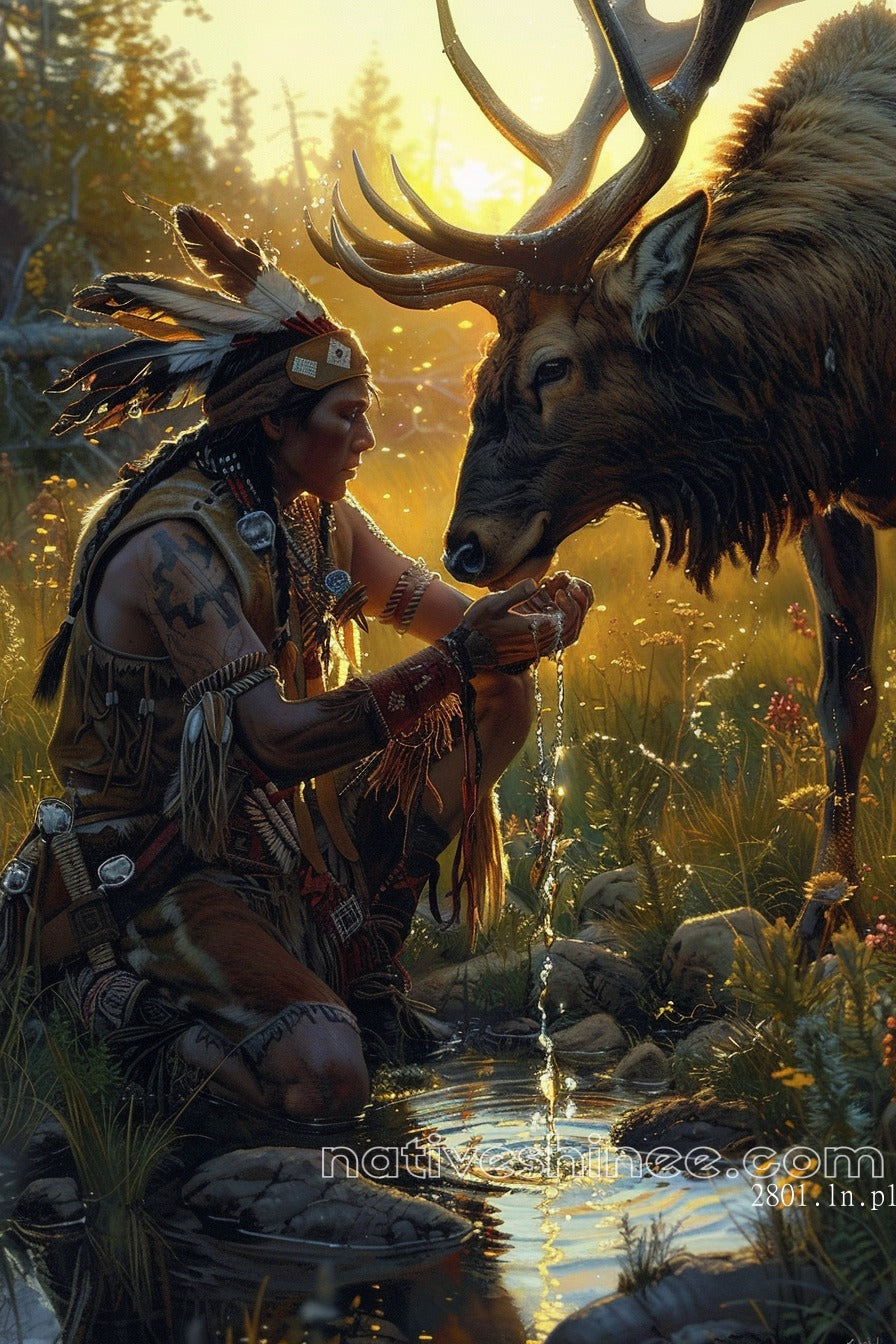 The Elk's Blessing Native American Canvas