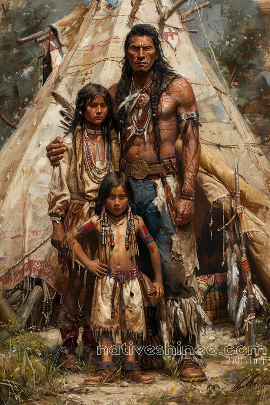 Family of the Land Native American Canvas